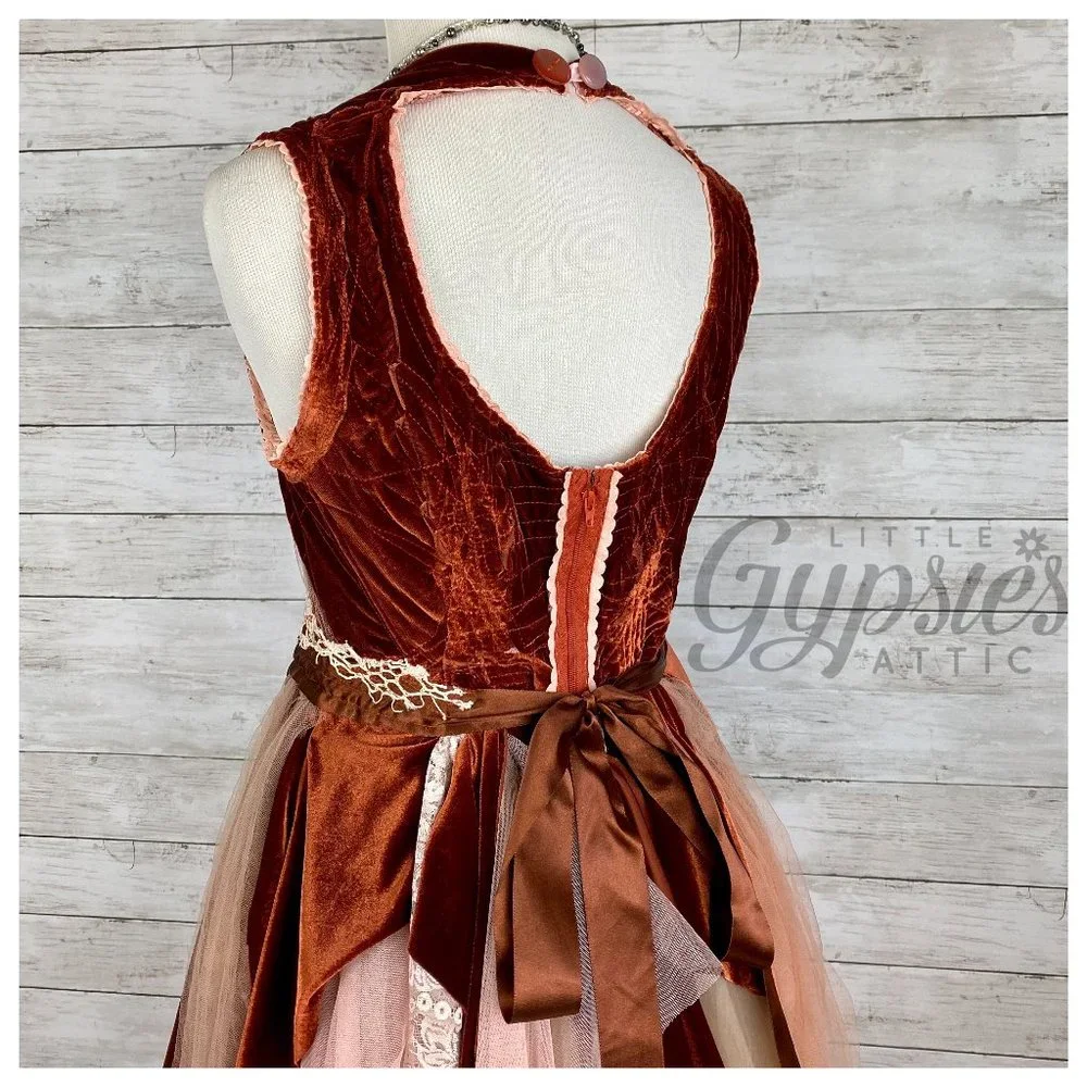 Listing Taken Down and Relisted, OOAK S/M Woodland Rust Victorian Fairy Dress - Picture 6 of 13